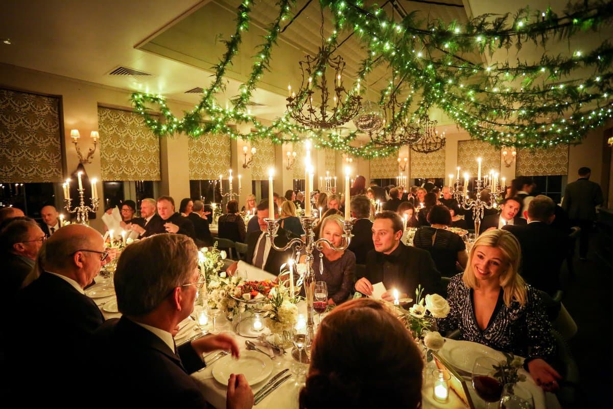 Wedding venue with beautiful lighting and elegant styling