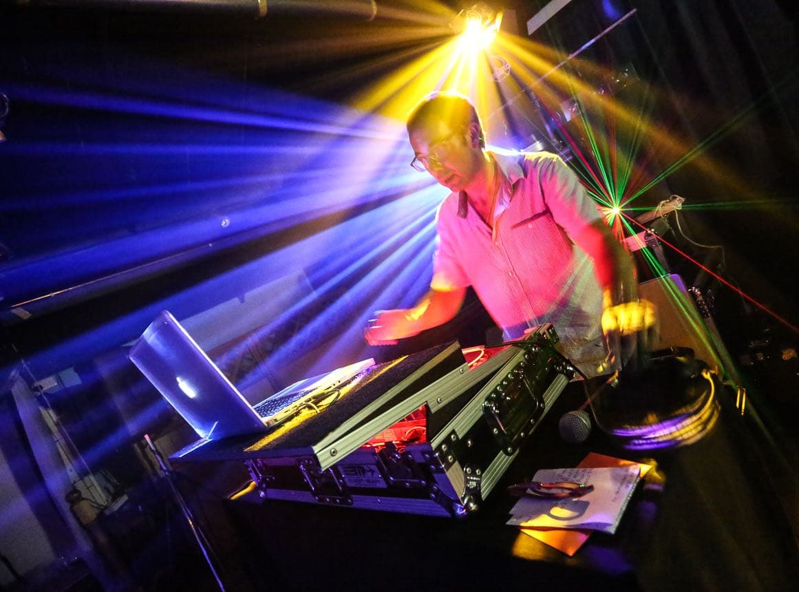 Modern reception with DJ and lighting—Bristol wedding entertainment.