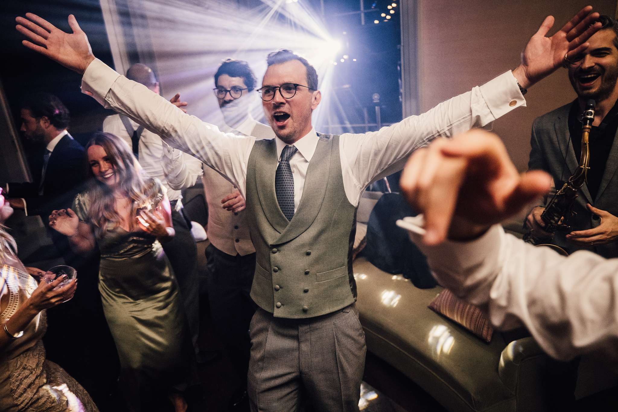 DJ Nige performing at a Babington House wedding reception
