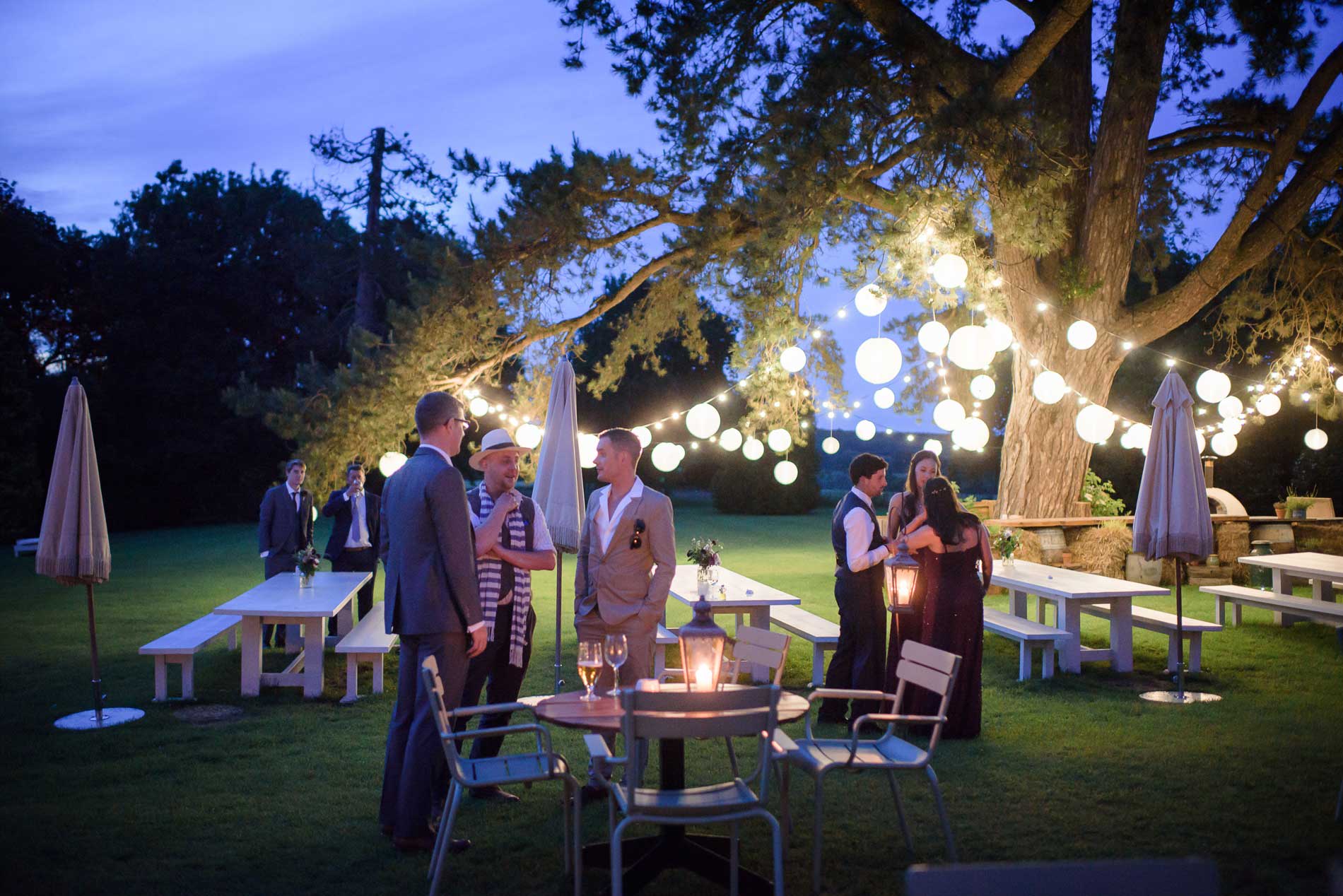 Wedding tree lighting with fairy lights for magical outdoor setting