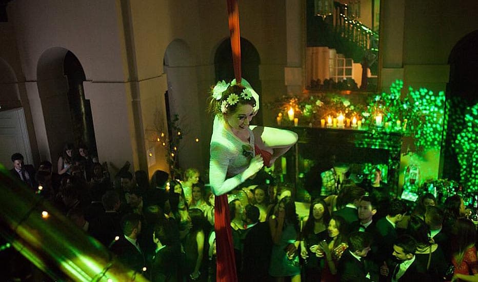 Dramatic production lighting at a South West venue—luxury wedding production and lighting design.