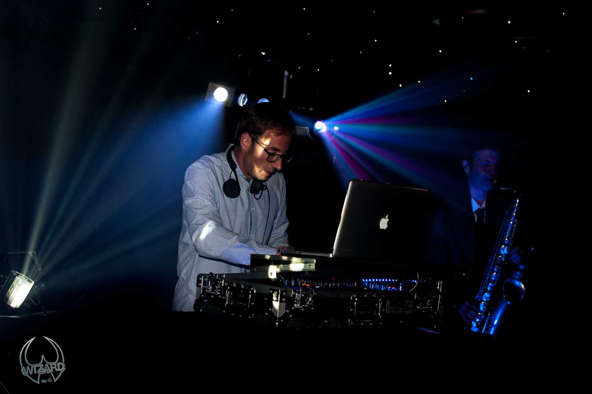 DJ with sax and percussion—live wedding entertainment in the South West.