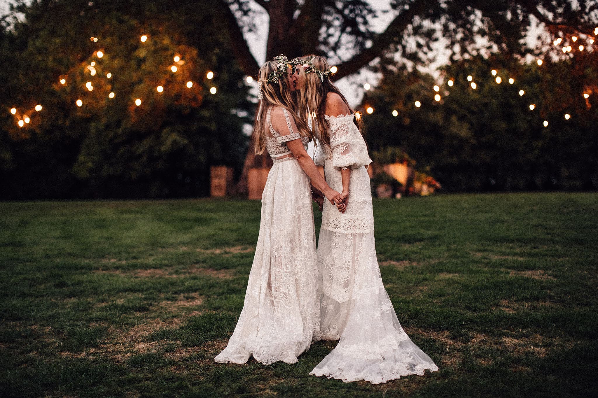 Warm fairy light tunnel at The Newt in Somerset—wedding DJ and production.