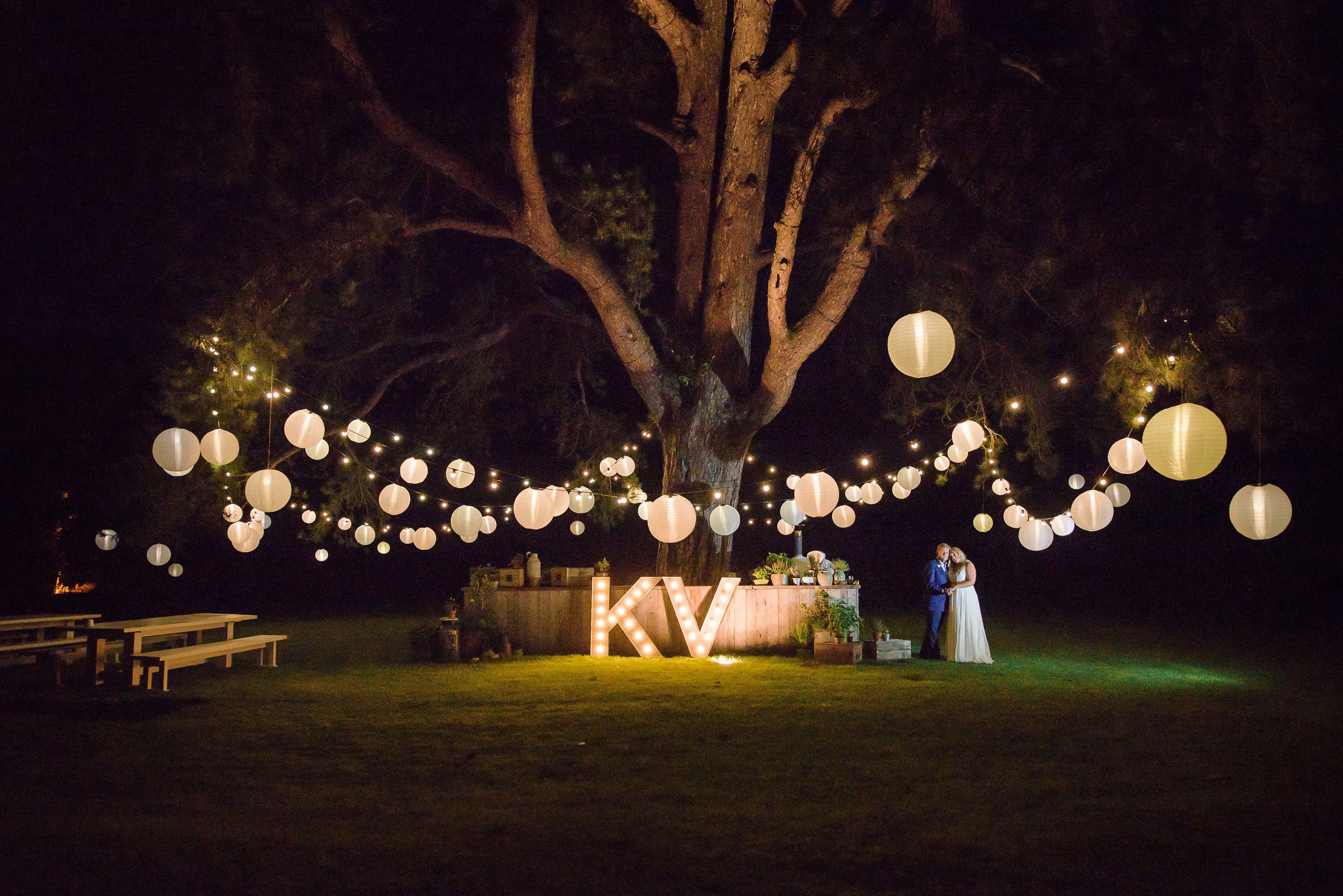 Light and Shade tree lighting at Babington House bar terrace